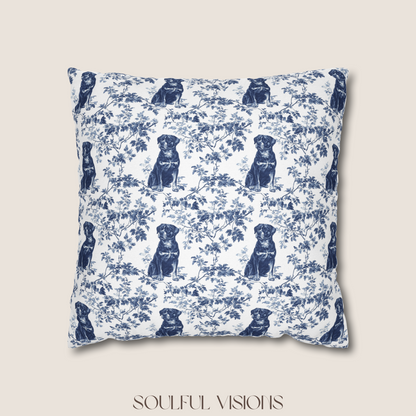 Rottweiler Blue French Toile De Jouy Pillow