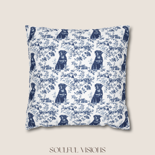 Rottweiler Blue French Toile De Jouy Pillow