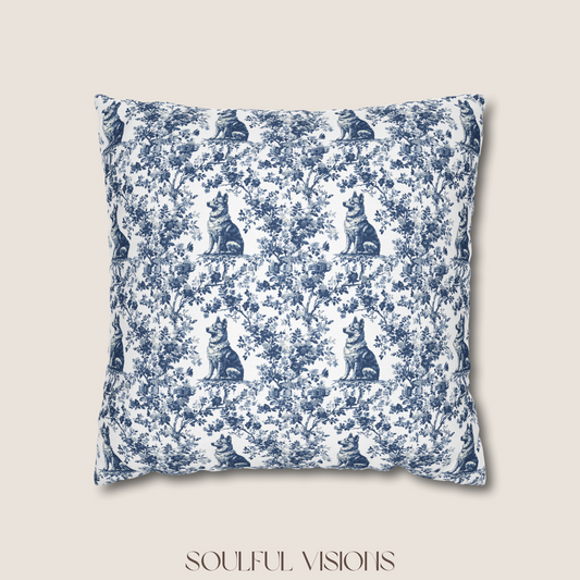 German Shepherd French Blue Toile De Jouy Pillow