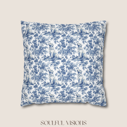 Golden Retriever Blue French Toile De Jouy Pillow