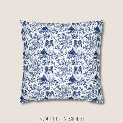 Shetland Sheepdog Blue French Toile De Jouy Pillow