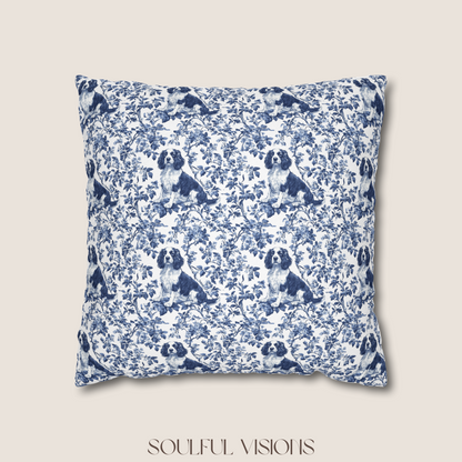 English Springer Spaniel French Blue Toile De Jouy Pillow