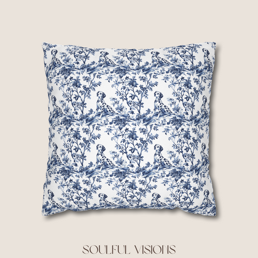 Dalmatian French Blue Toile De Jouy Pillow
