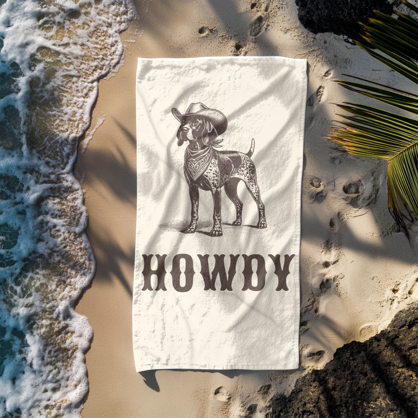 Howdy German Shorthaired Pointer Beach Towel
