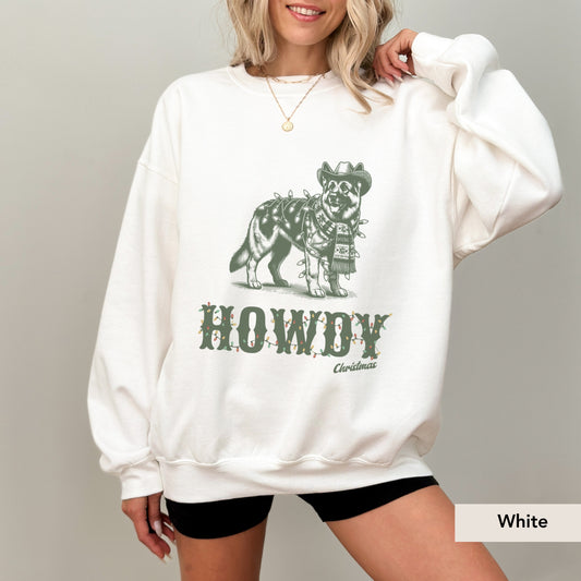 German Shepherd Howdy Christmas Sweatshirt
