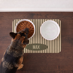 Custom Green Stripe Pet Feeding Mat