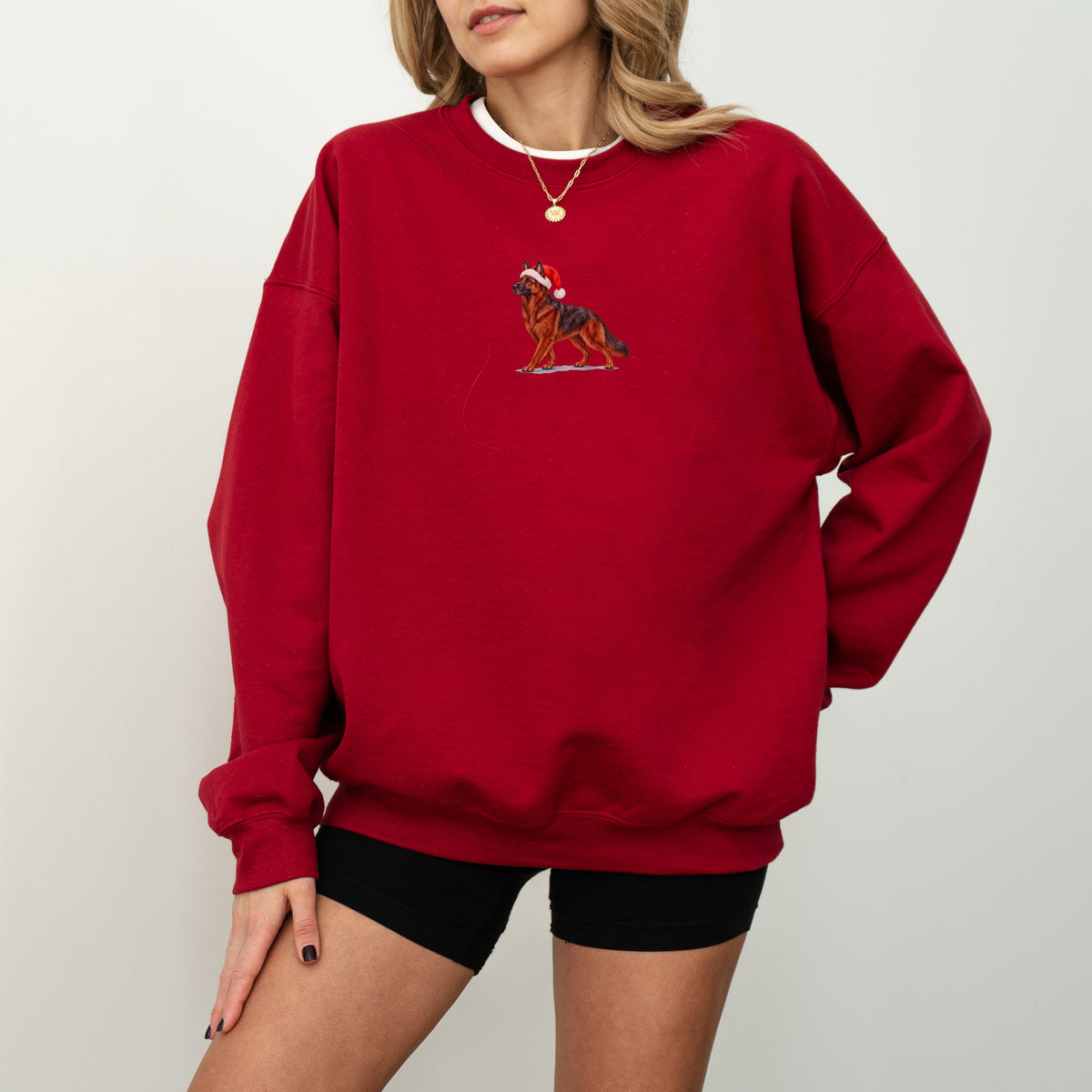 German shepherd black and red Christmas Sweatshirt