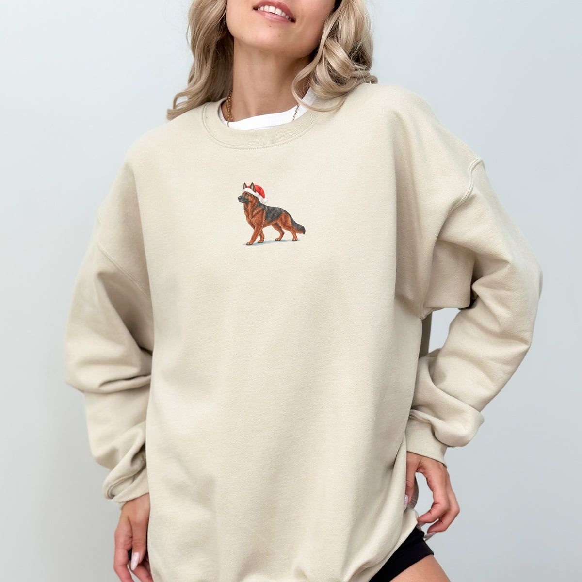 German shepherd black and red Christmas Sweatshirt