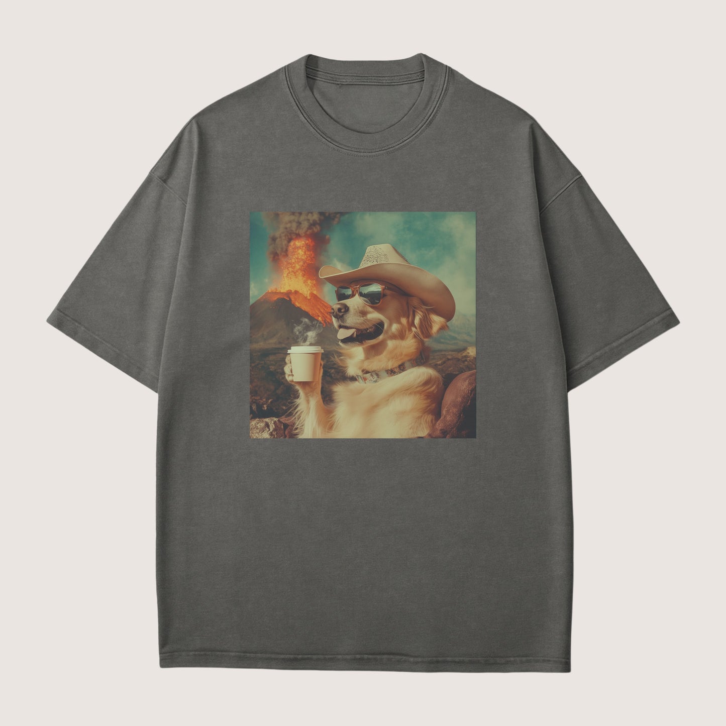 Golden Retriever Dog Volcano Shirt