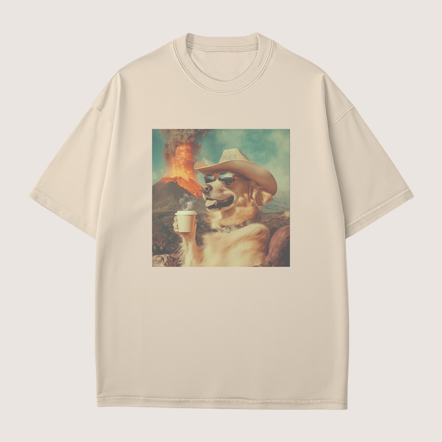 Golden Retriever Dog Volcano Shirt