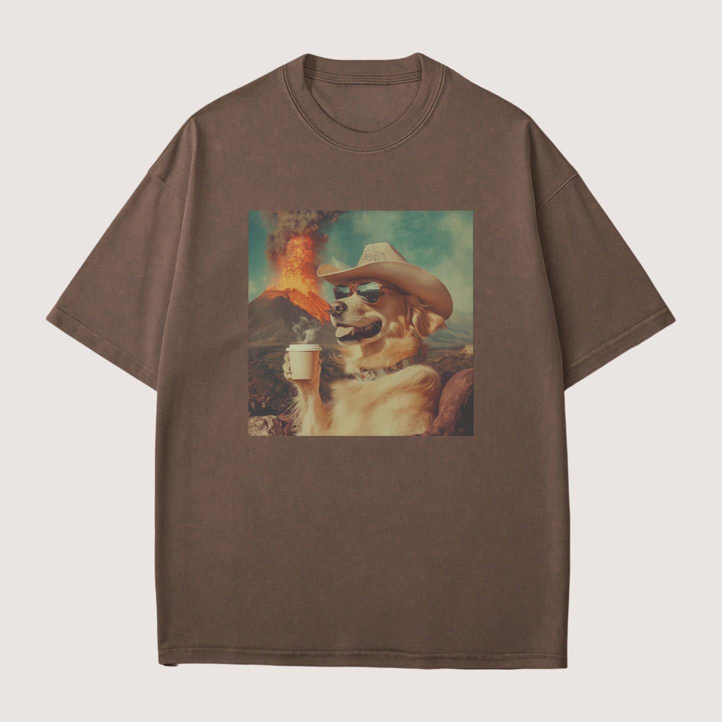 Golden Retriever Dog Volcano Shirt