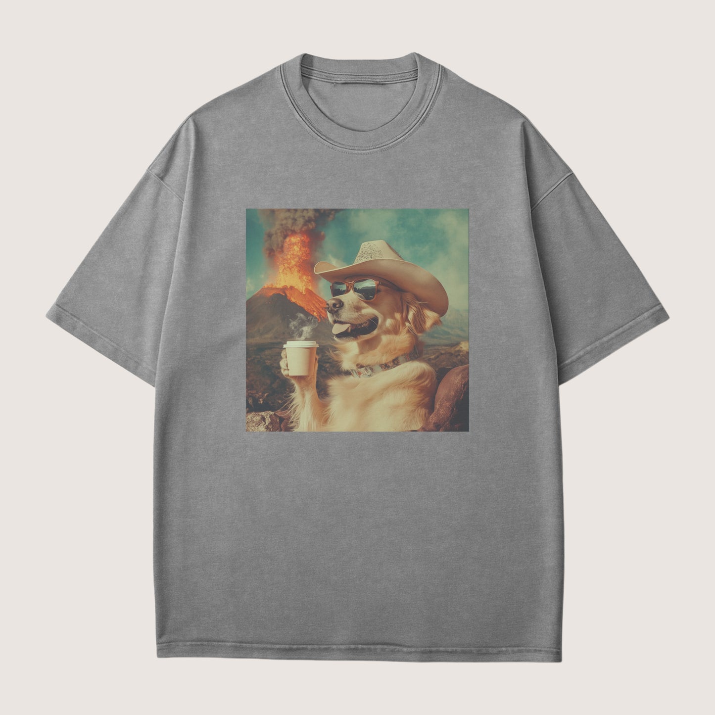 Golden Retriever Dog Volcano Shirt