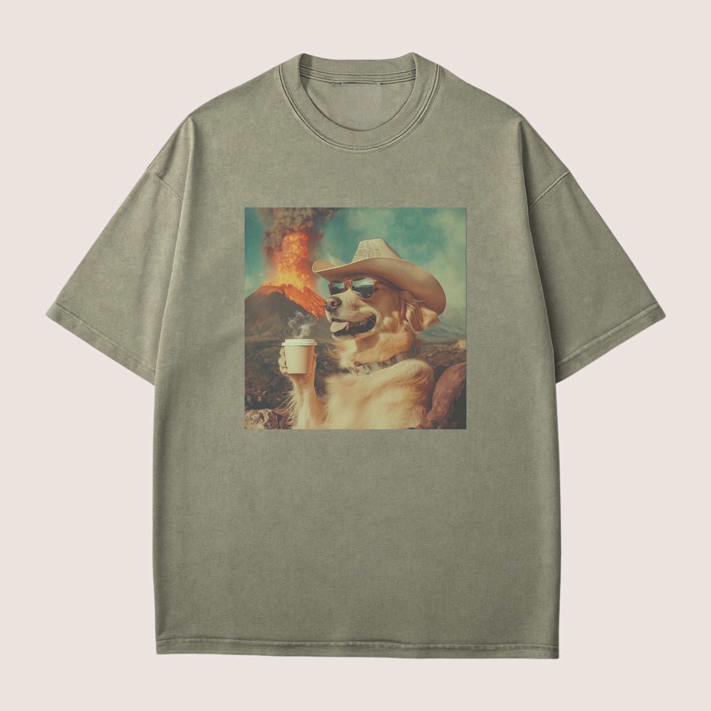 Golden Retriever Dog Volcano Shirt