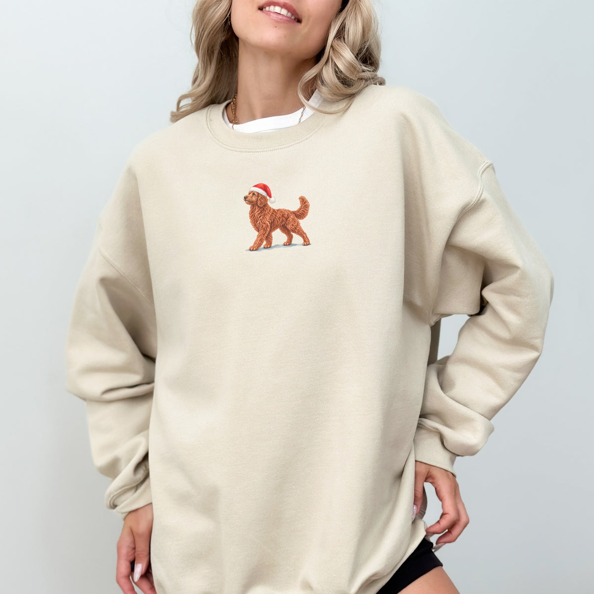 Goldendoodle red  Christmas Sweatshirt