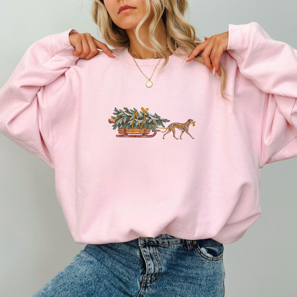 Greyhound brindle  Christmas Tree sweatshirt