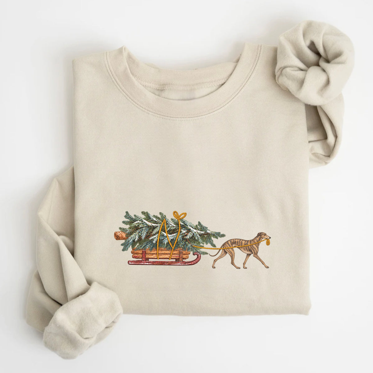 Greyhound brindle  Christmas Tree sweatshirt
