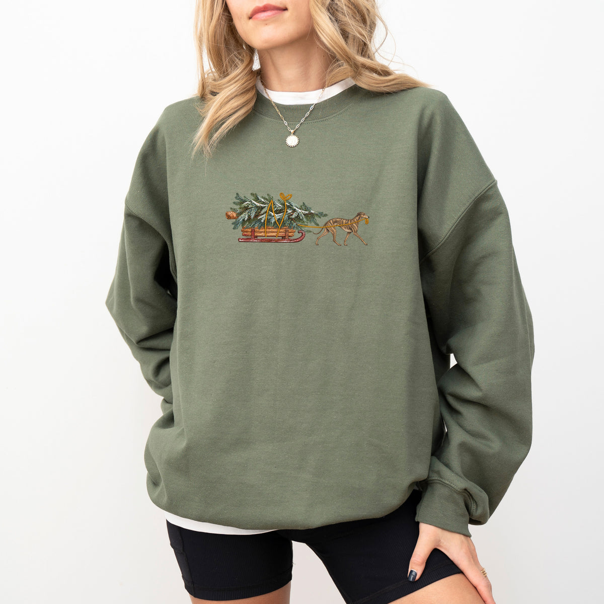 Greyhound brindle  Christmas Tree sweatshirt