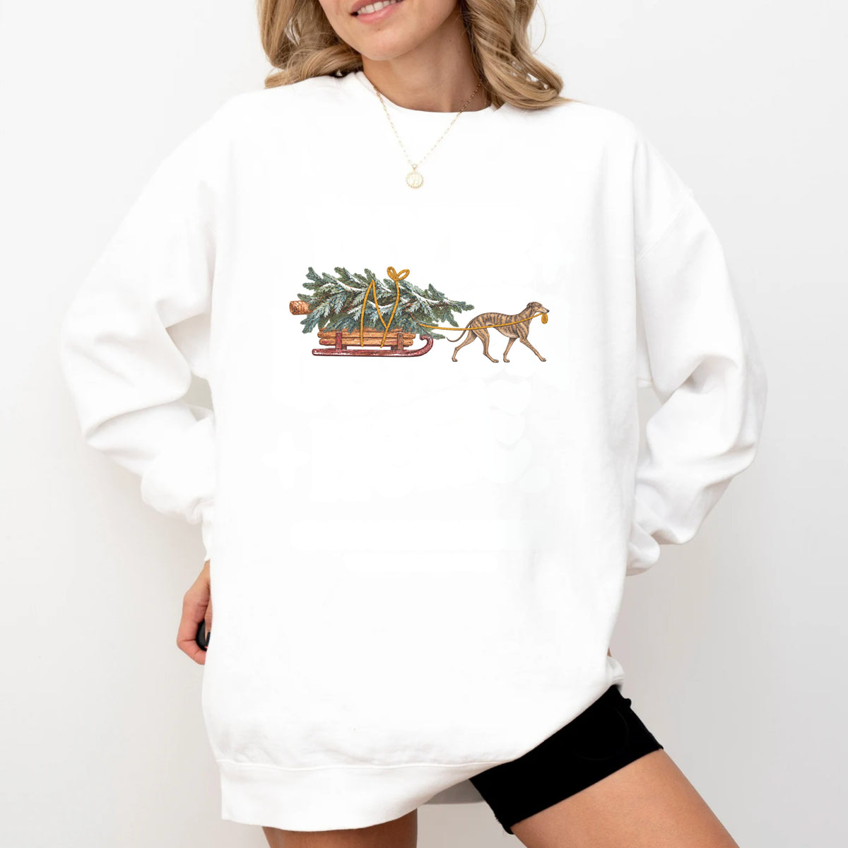 Greyhound brindle  Christmas Tree sweatshirt
