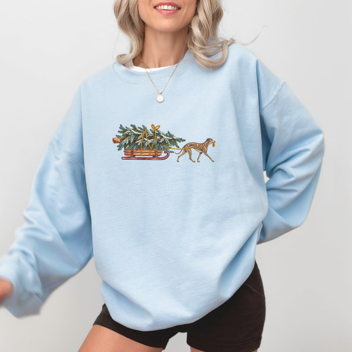 Greyhound brindle  Christmas Tree sweatshirt