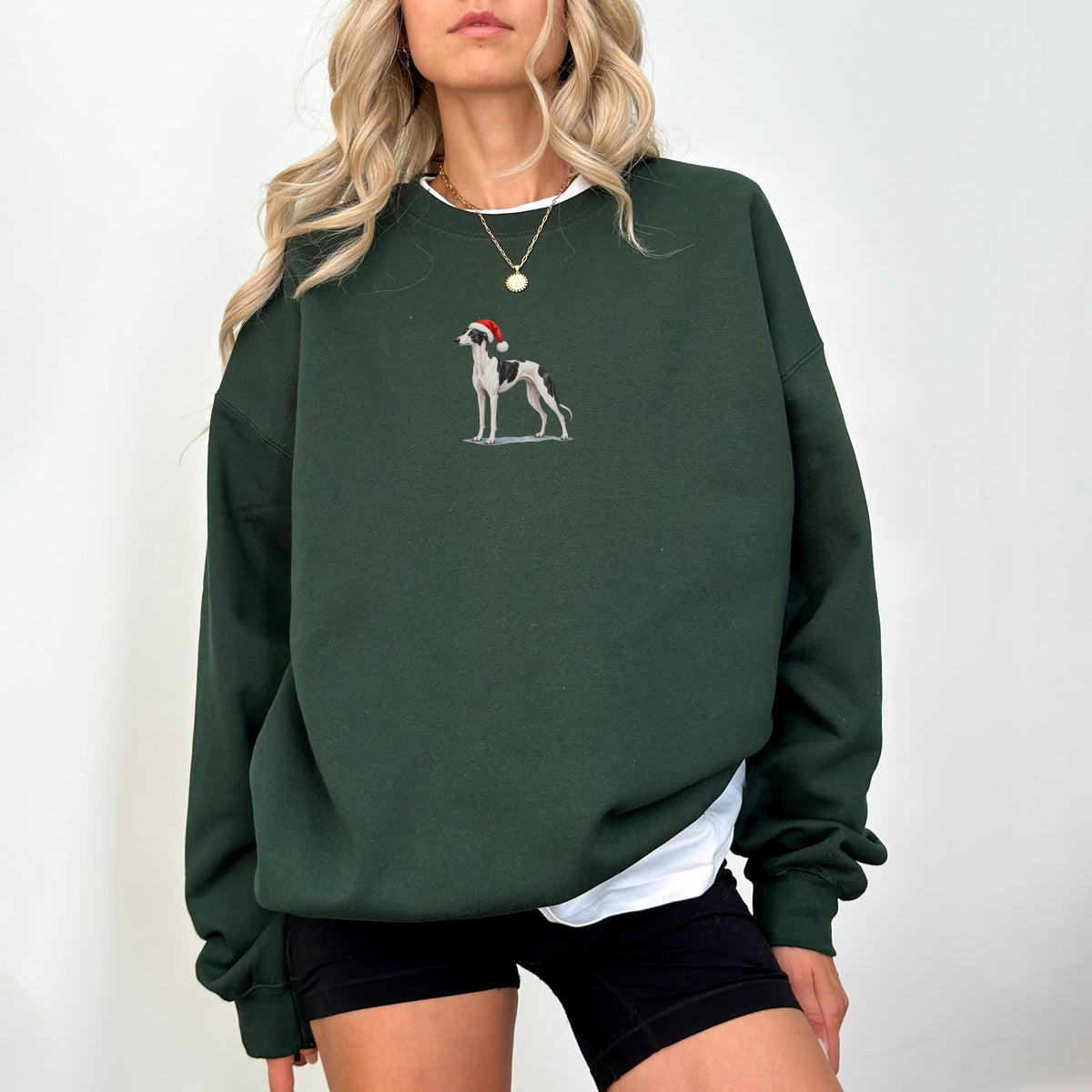 Greyhound white and black  Christmas Sweatshirt