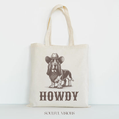 Howdy Basset Hound Tote Bag