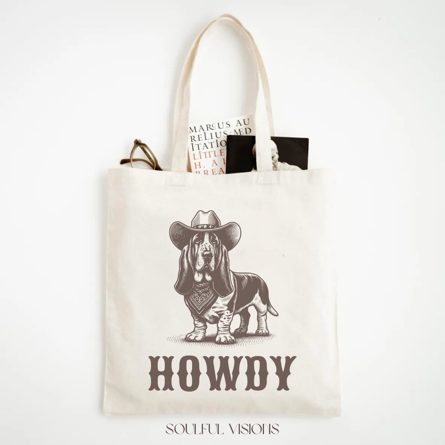 Howdy Basset Hound Tote Bag