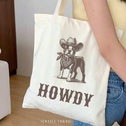 Howdy Boston Terrier Tote Bag