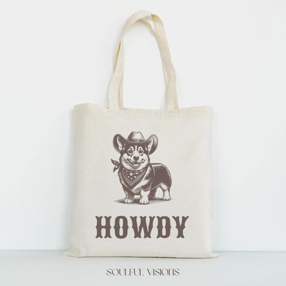 Howdy Corgi Tote Bag