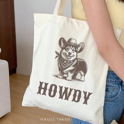 Howdy Corgi Tote Bag