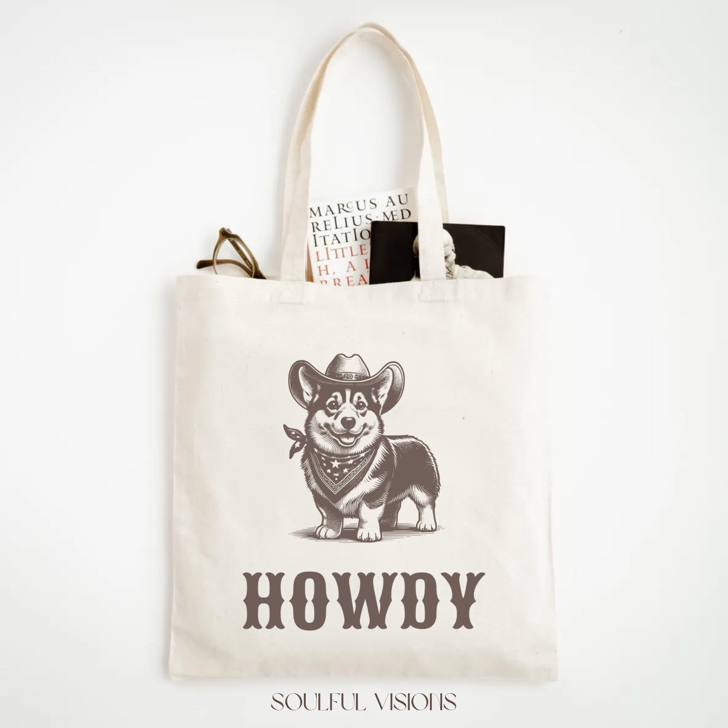 Howdy Corgi Tote Bag