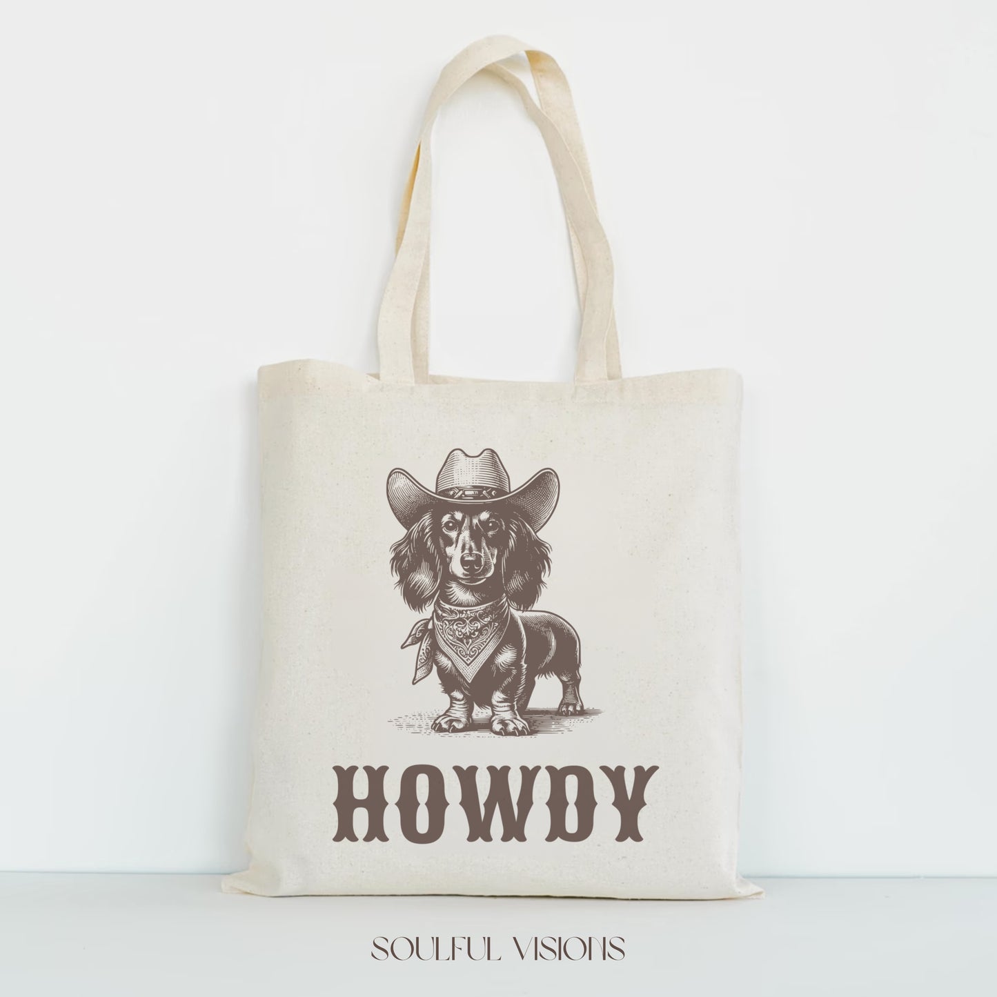 Howdy Dachshund Long Haired Tote Bag