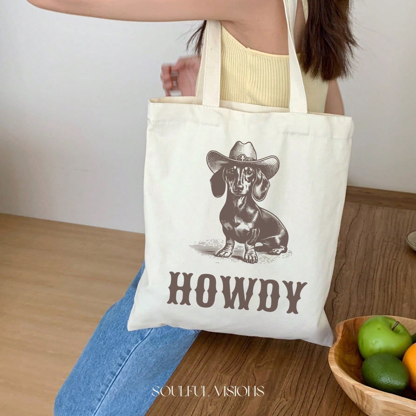 Howdy Dachshund Tote Bag