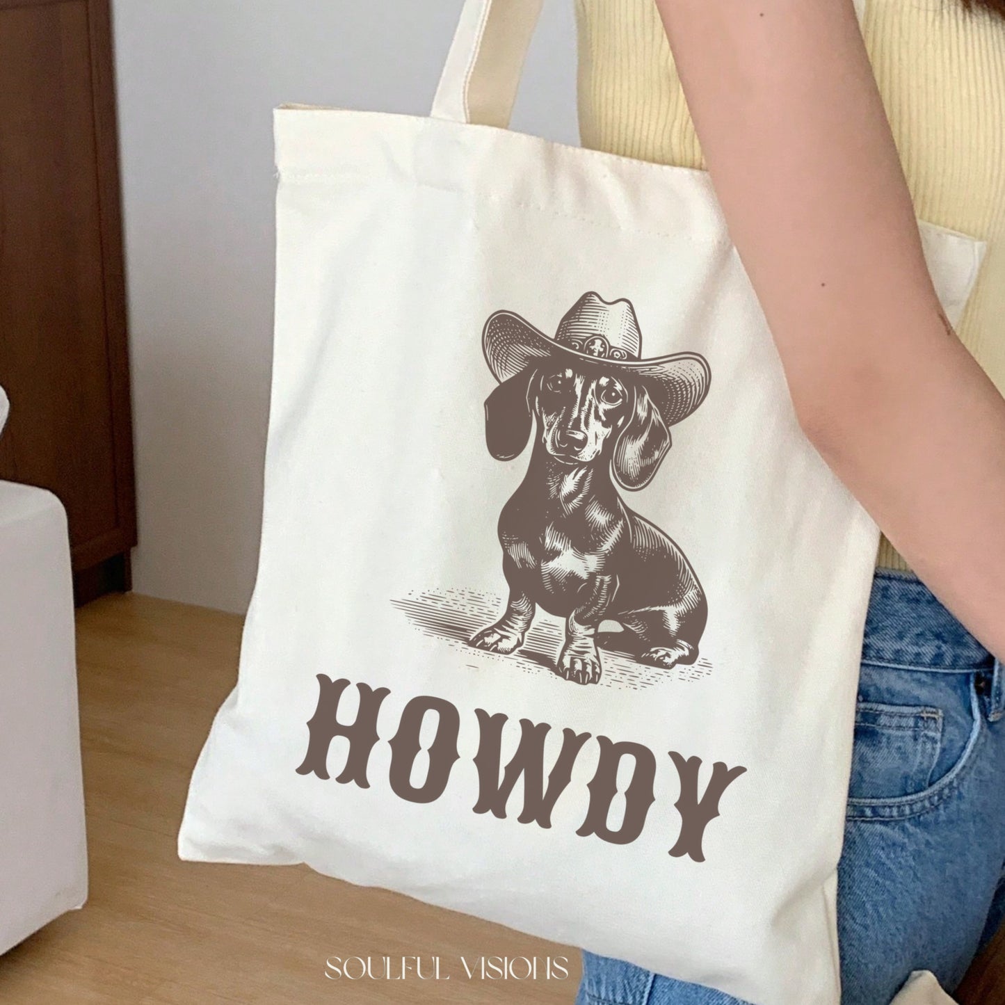 Howdy Dachshund Tote Bag