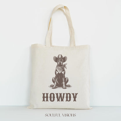 Howdy Doberman Tote Bag