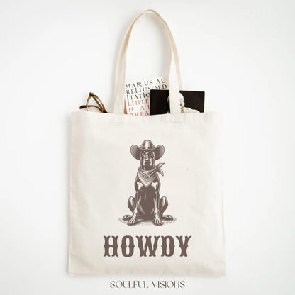 Howdy Doberman Tote Bag