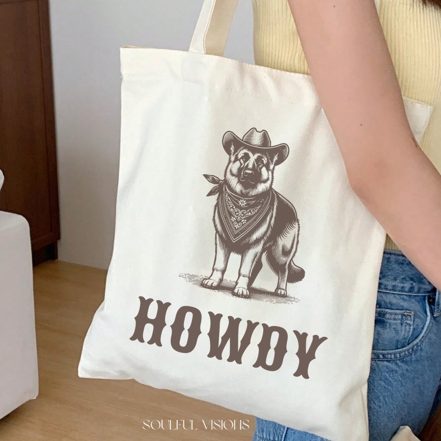 Howdy German Shepherd Tote Bag