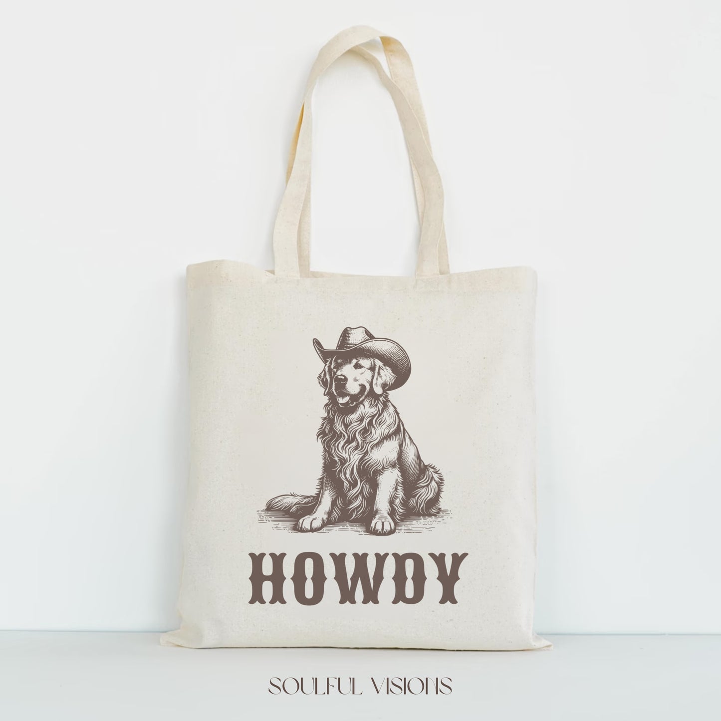 Howdy Golden Retriever Tote Bag