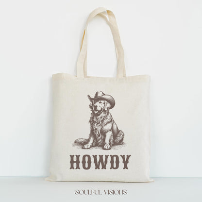 Howdy Golden Retriever Tote Bag