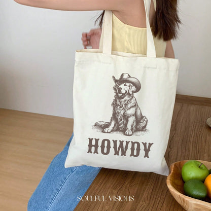 Howdy Golden Retriever Tote Bag