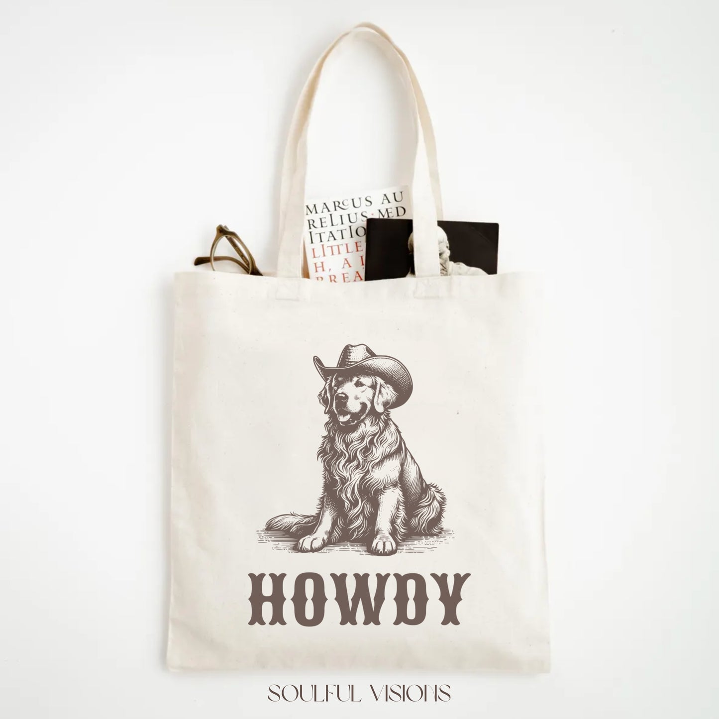 Howdy Golden Retriever Tote Bag