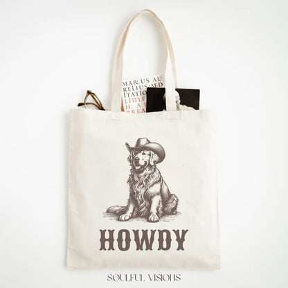 Howdy Golden Retriever Tote Bag