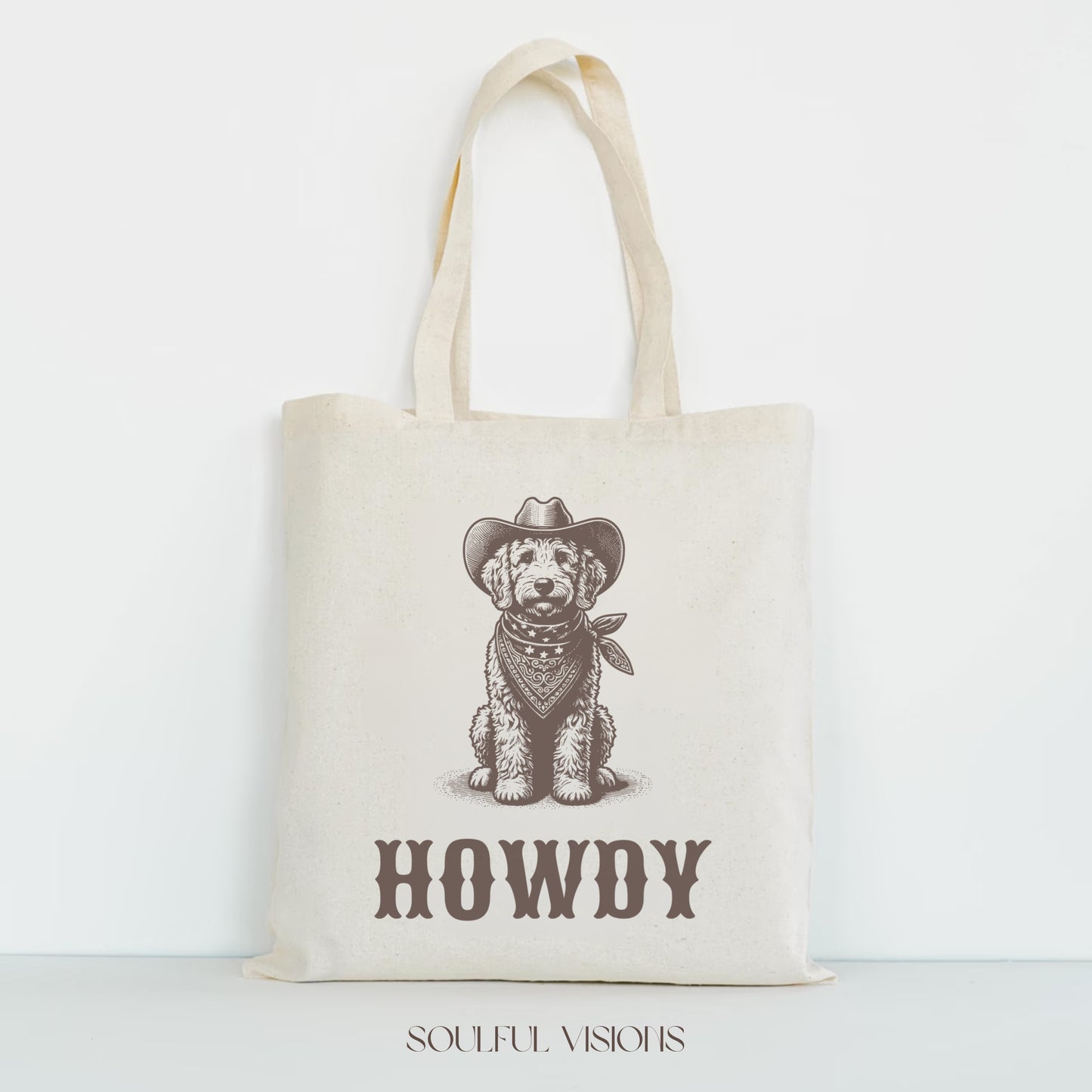 Howdy Goldendoodle Tote Bag