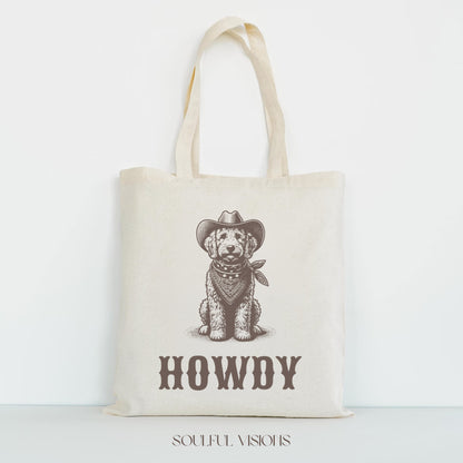 Howdy Goldendoodle Tote Bag