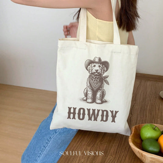 Howdy Goldendoodle Tote Bag