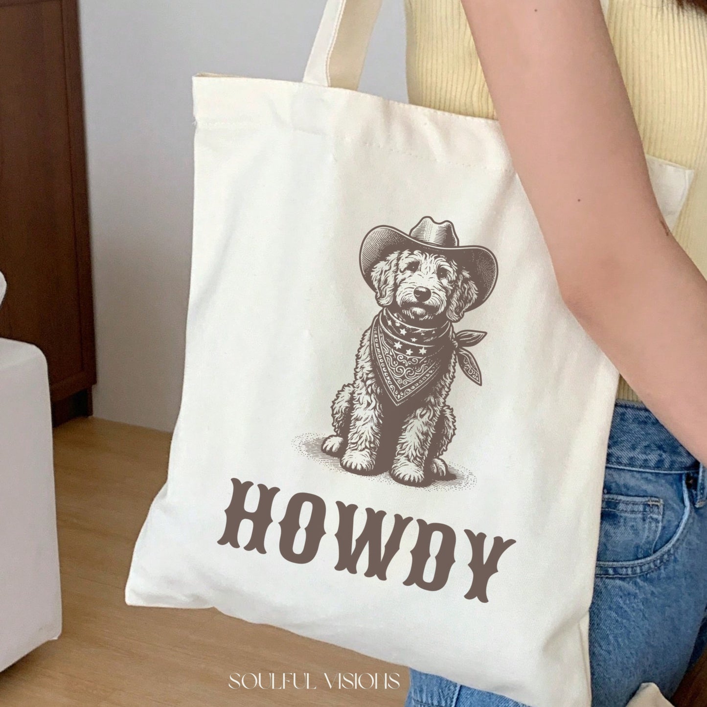 Howdy Goldendoodle Tote Bag