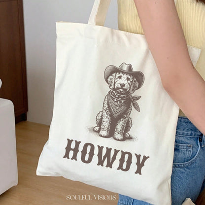 Howdy Goldendoodle Tote Bag