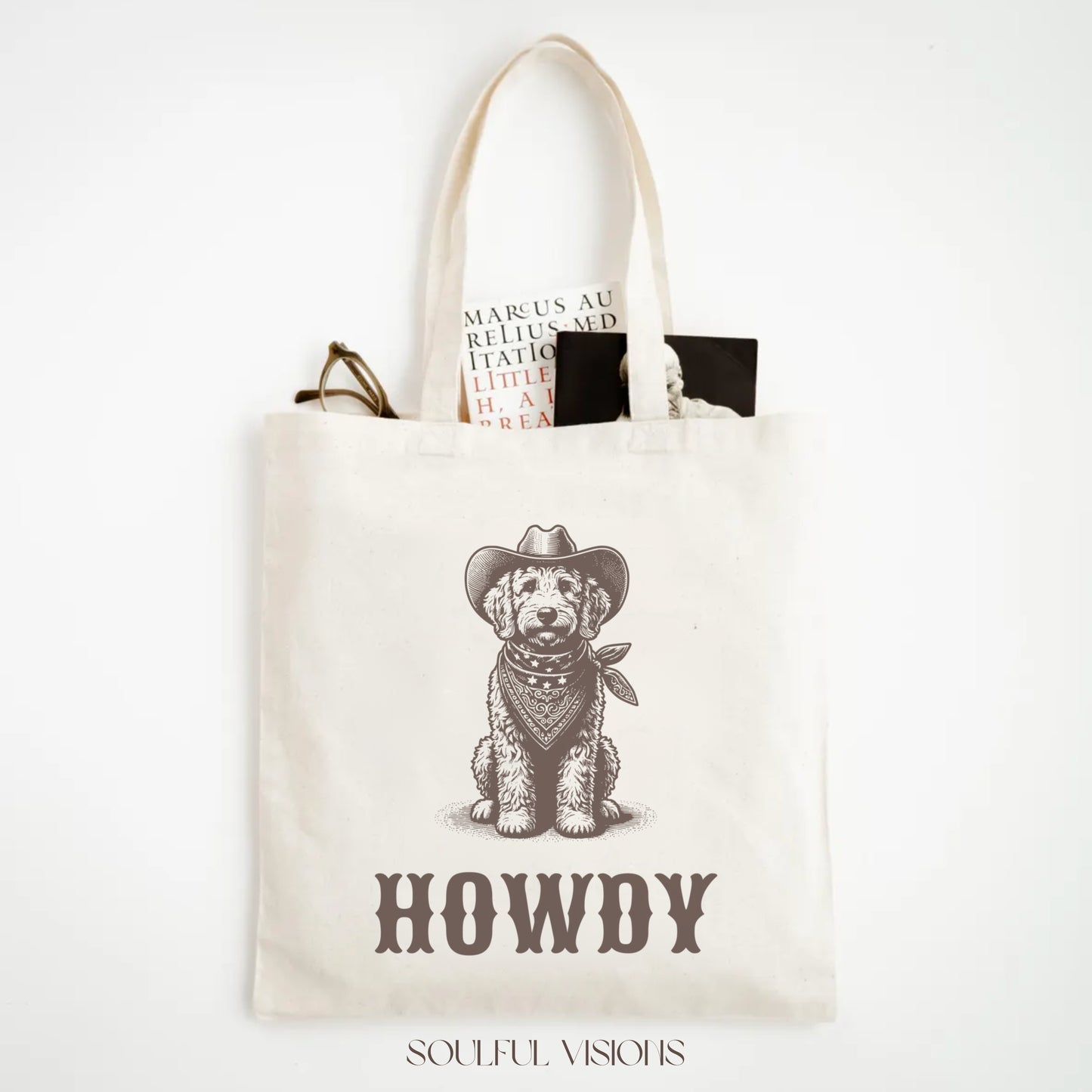 Howdy Goldendoodle Tote Bag