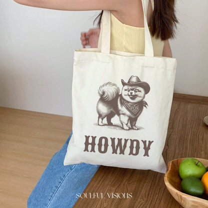 Howdy Pomeranian Tote Bag