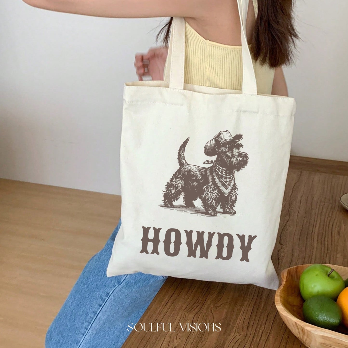 Howdy Scottish Terrier Tote Bag