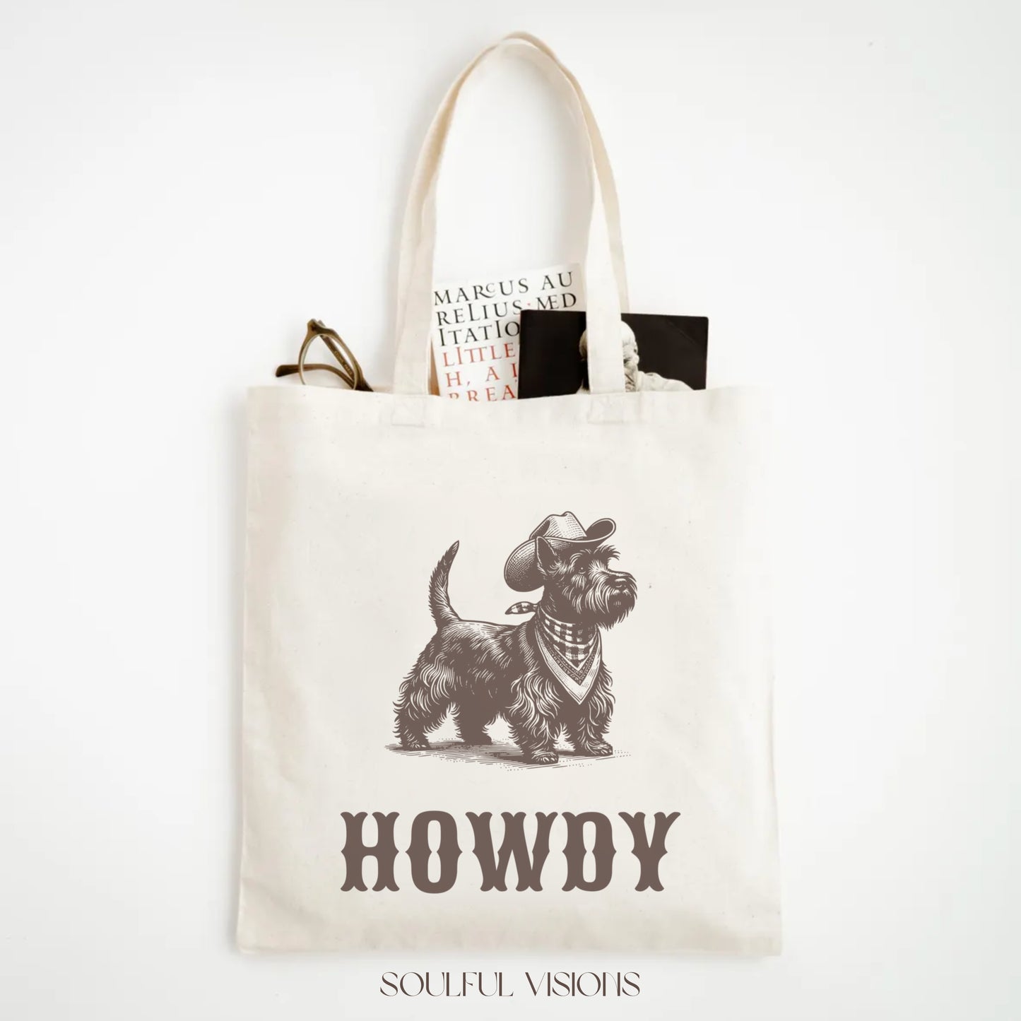 Howdy Scottish Terrier Tote Bag
